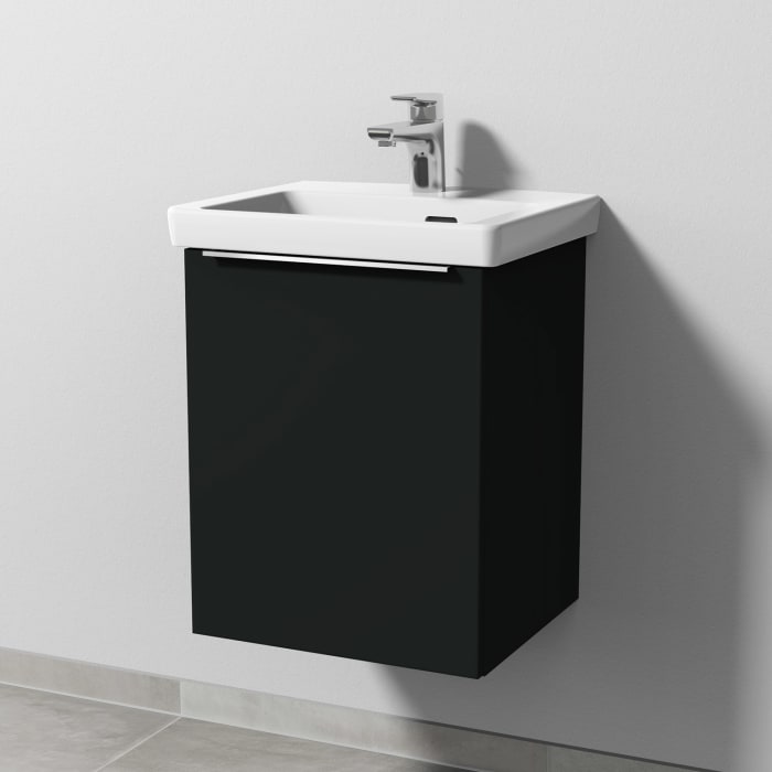 Sanipa 3way Keramikwaschtisch Subway 3.0 mit Waschtischunterschrank 45 x 37 cm, Türanschlag links