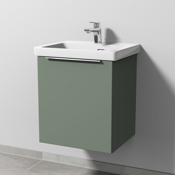 Sanipa 3way Keramikwaschtisch Subway 3.0 mit Waschtischunterschrank 50 x 40 cm, Türanschlag links