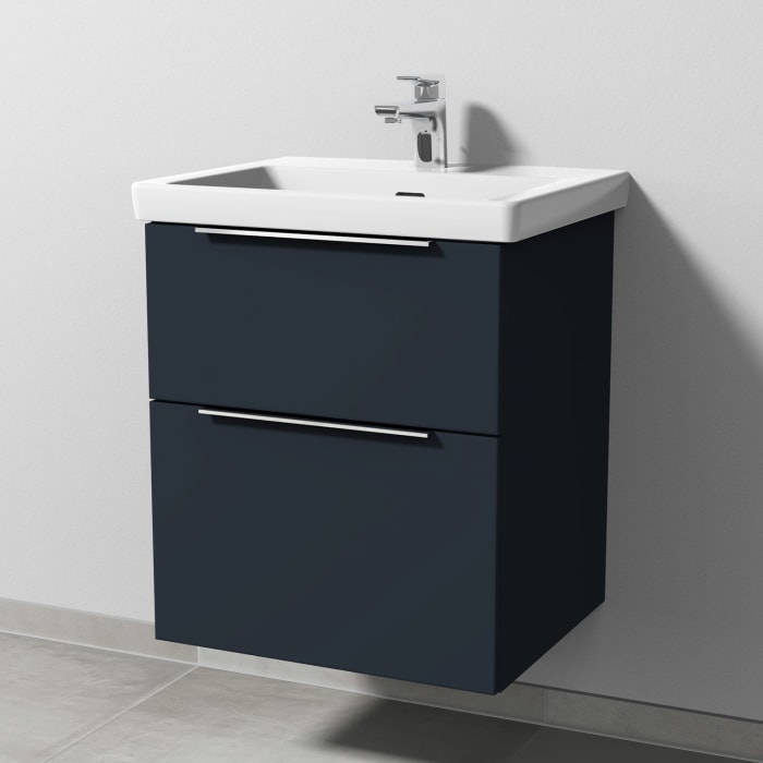 Sanipa 3way Keramikwaschtisch Subway 3.0 mit Waschtischunterschrank 55 x 44 cm, mit 2 Auszügen