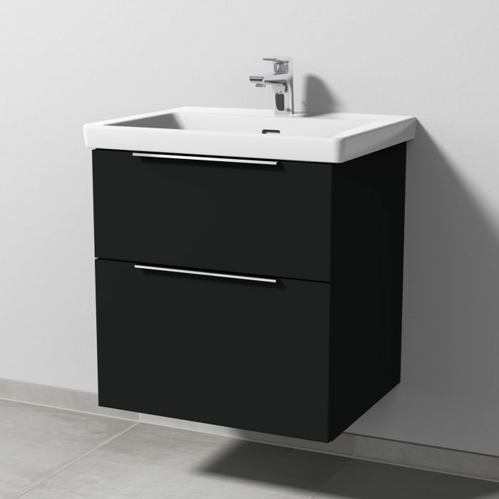 Sanipa 3way Keramikwaschtisch Subway 3.0 mit Waschtischunterschrank 60 x 47 cm, mit 2 Auszügen