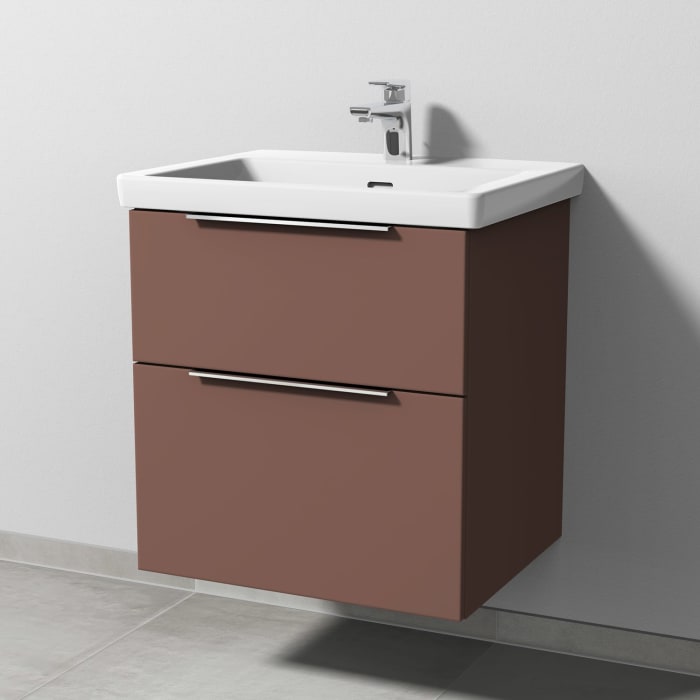 Sanipa 3way Keramikwaschtisch Subway 3.0 mit Waschtischunterschrank 60 x 47 cm, mit 2 Auszügen