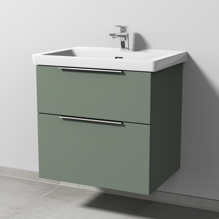 Sanipa 3way Keramikwaschtisch Subway 3.0 mit Waschtischunterschrank 65 x 47 cm, mit 2 Auszügen