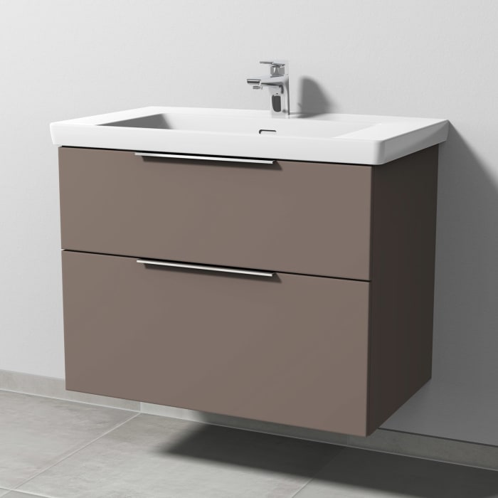 Sanipa 3way Keramikwaschtisch Subway 3.0 mit Waschtischunterschrank 80 x 47 cm, mit 2 Auszügen