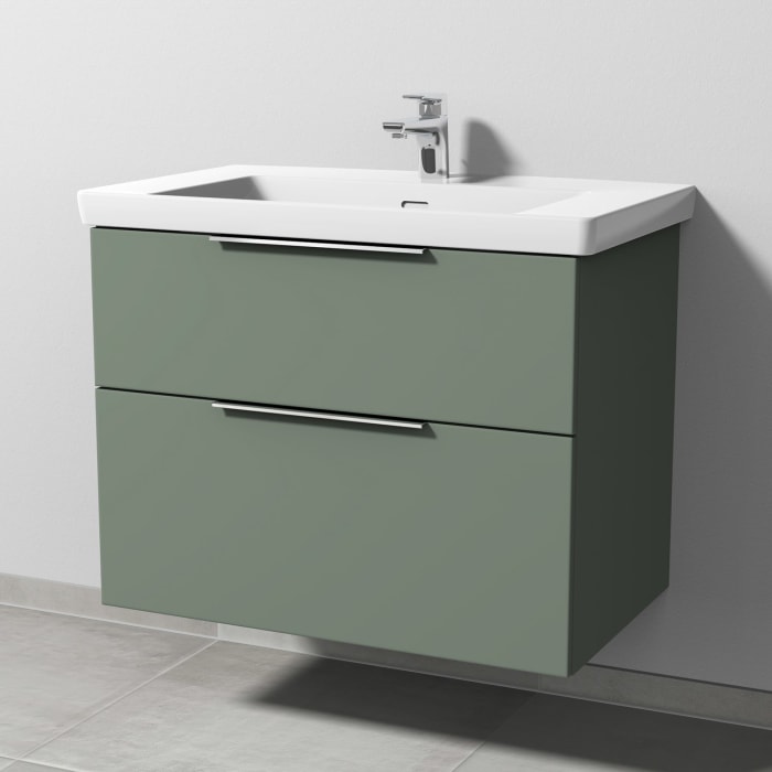 Sanipa 3way Keramikwaschtisch Subway 3.0 mit Waschtischunterschrank 80 x 47 cm, mit 2 Auszügen