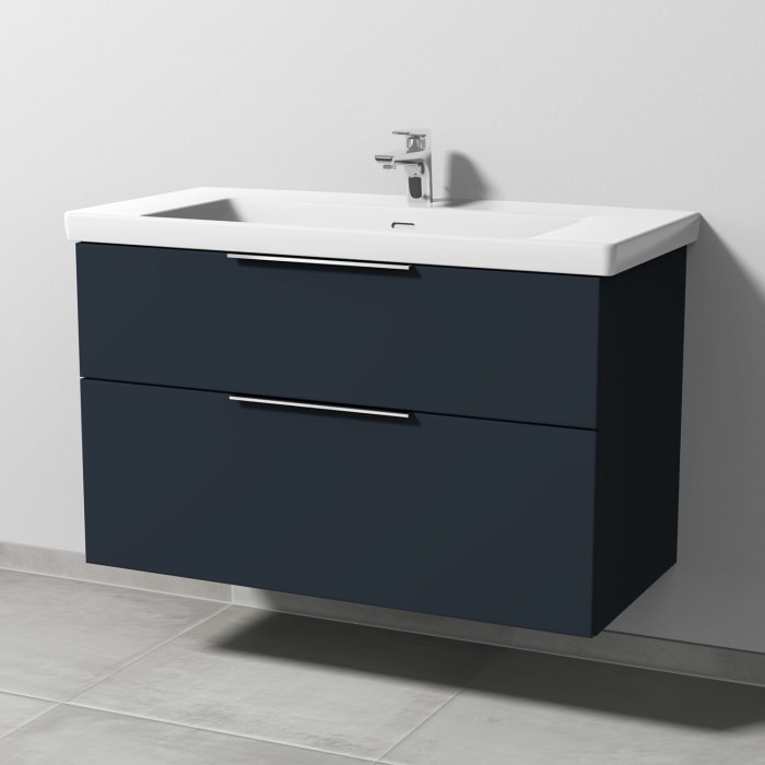 Sanipa 3way Keramikwaschtisch Subway 3.0 mit Waschtischunterschrank 100 x 47 cm, mit 2 Auszügen