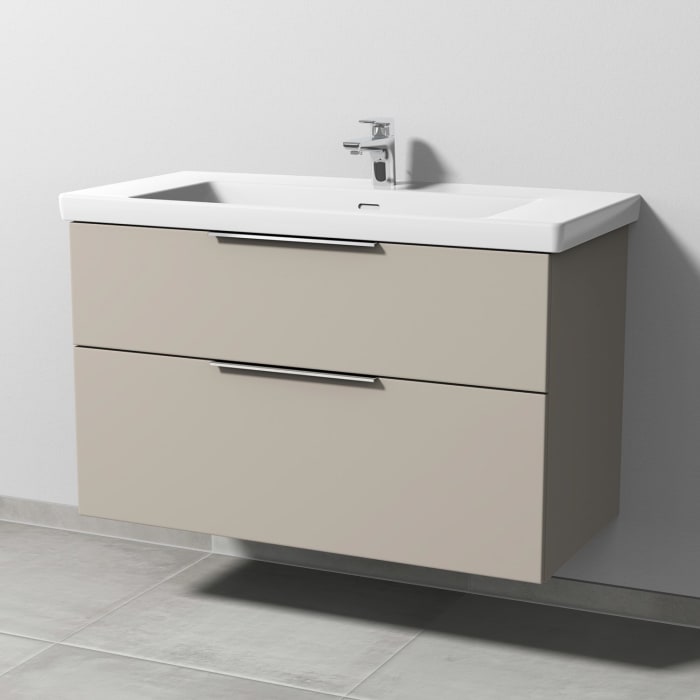 Sanipa 3way Keramikwaschtisch Subway 3.0 mit Waschtischunterschrank 100 x 47 cm, mit 2 Auszügen