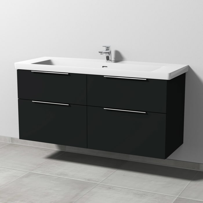 Sanipa 3way Keramikwaschtisch Subway 3.0 mit Waschtischunterschrank 130 x 47 cm, mit 4 Auszügen