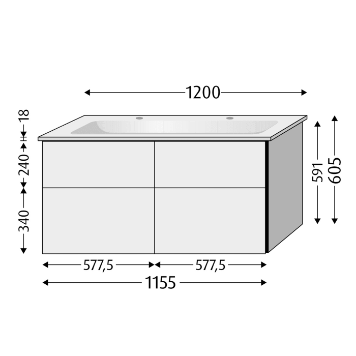 Villeroy & Boch Venticello Waschtisch mit Sanipa 3way Unterschrank 120 cm