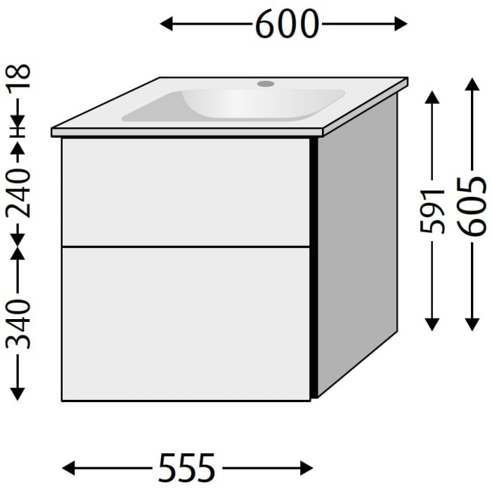 Sanipa 3way Unterschrank 60 cm, Villeroy & Boch Venticello Waschtisch