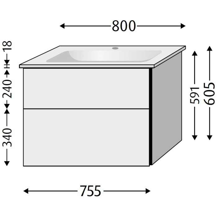 Villeroy & Boch Venticello Waschtisch mit Sanipa 3way Unterschrank 80 cm