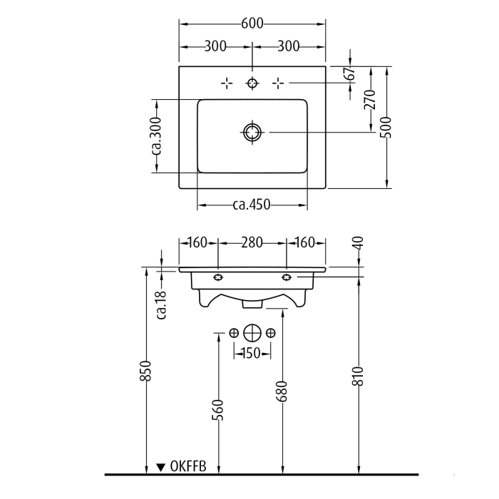 Sanipa 3way Unterschrank 60 cm mit Villeroy & Boch Venticello Waschtisch