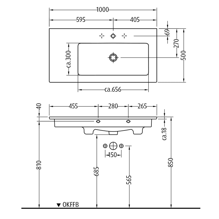 Sanipa 3way Unterschrank 100 cm mit Villeroy & Boch Venticello Waschtisch