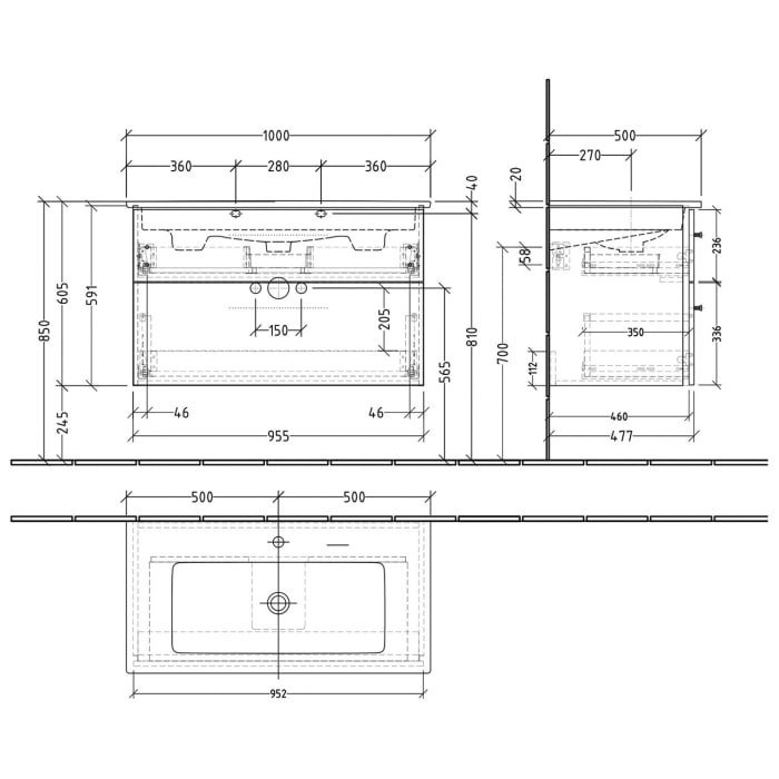 Villeroy & Boch Venticello Waschtisch mit Sanipa 3way-Struktur Unterschrank 100 cm