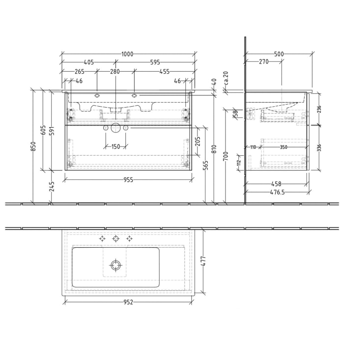 Villeroy & Boch Venticello Waschtisch mit Sanipa 3way-Struktur Unterschrank 100 cm