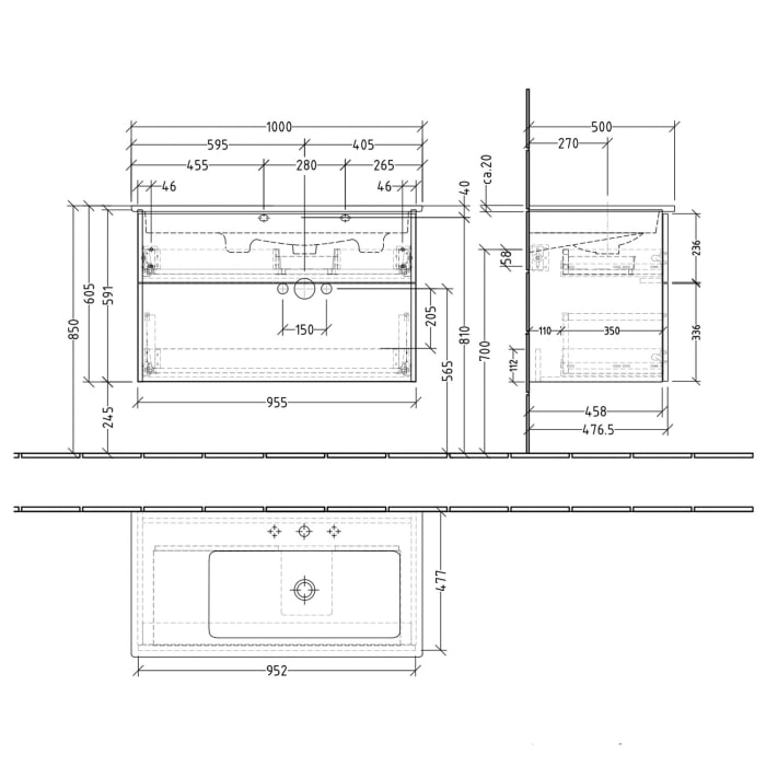 Villeroy & Boch Venticello Waschtisch mit Sanipa 3way-Struktur Unterschrank 100 cm