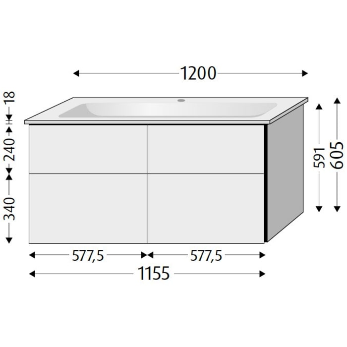 Villeroy & Boch Venticello Waschtisch mit Sanipa 3way Unterschrank 120 cm