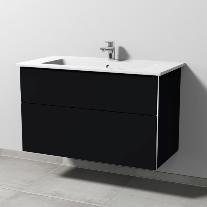 Sanipa 3way Kombination mit Keramikwaschtisch Venticello 100 cm, 2 Auszüge mit Aufsatz-Griff