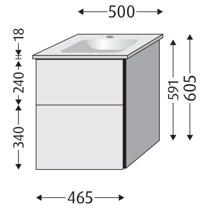 Sanipa 3way Unterschrank 50 cm mit Villeroy & Boch Venticello Waschtisch