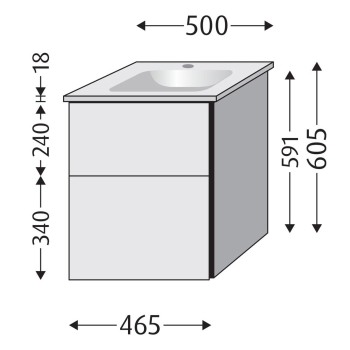 Sanipa 3way Unterschrank 50 cm mit Villeroy & Boch Venticello Waschtisch