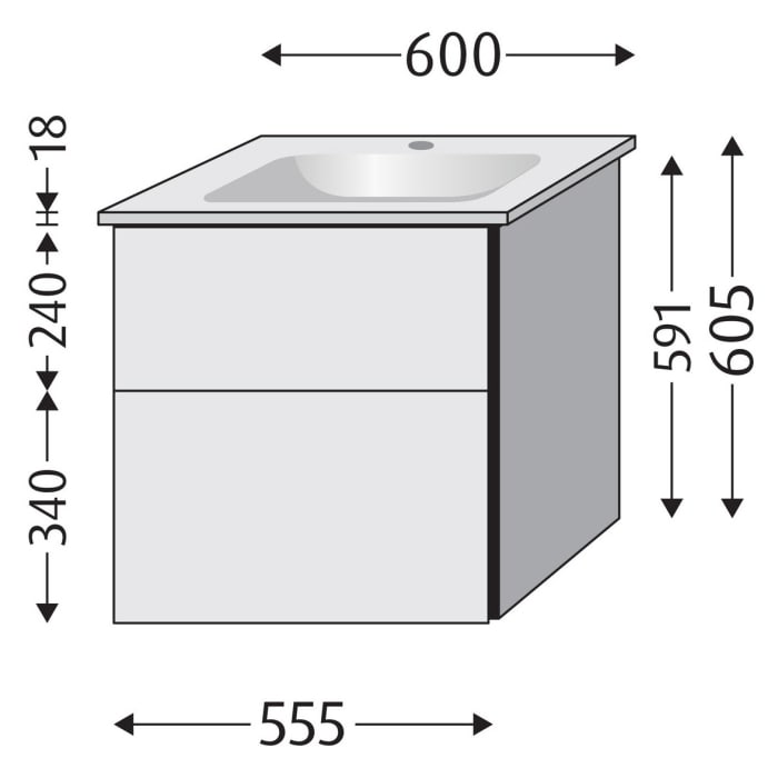Sanipa 3way Unterschrank 60 cm mit Villeroy & Boch Venticello Waschtisch