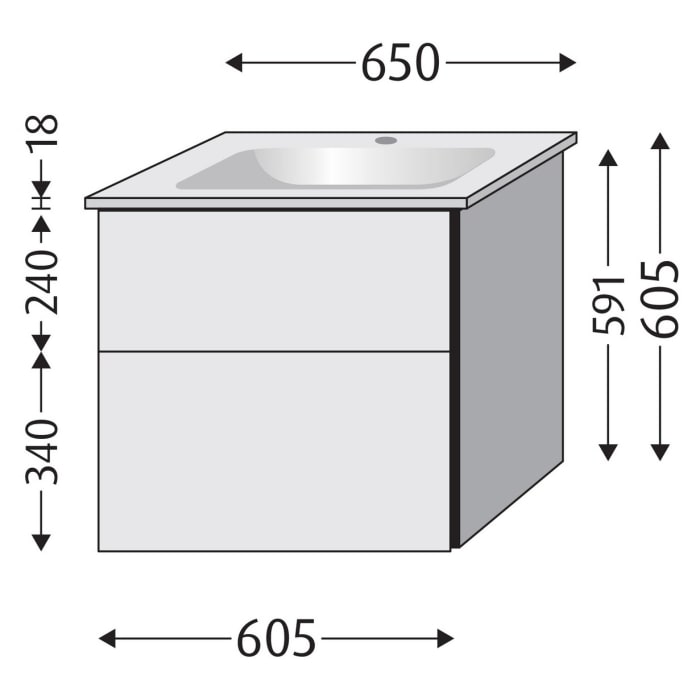 Sanipa 3way Unterschrank 65 cm mit Villeroy & Boch Venticello Waschtisch