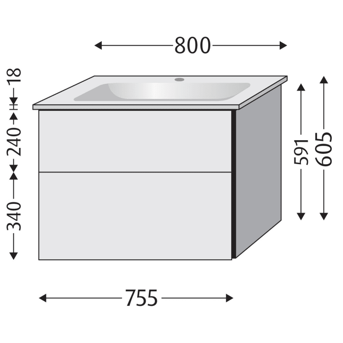 Villeroy & Boch Venticello Waschtisch mit Sanipa 3way Unterschrank 80 cm