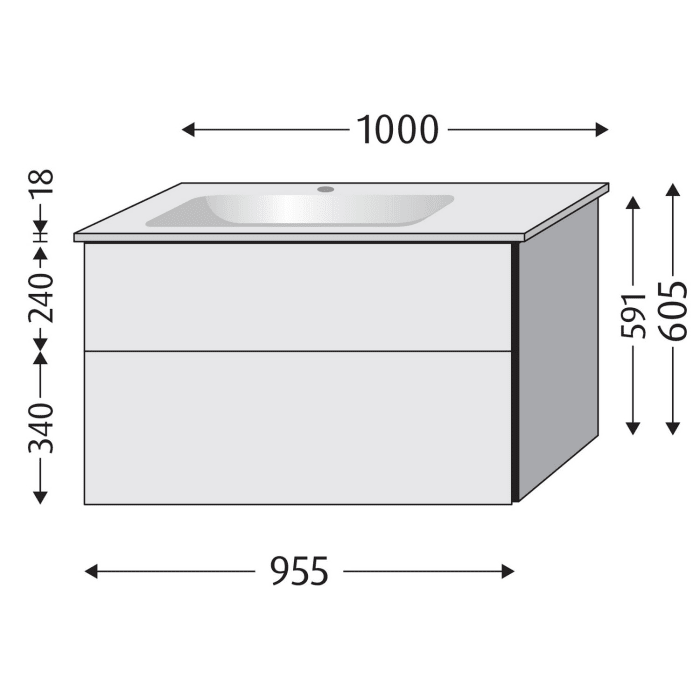 Villeroy & Boch Venticello Waschtisch mit Sanipa 3way Unterschrank 100 cm