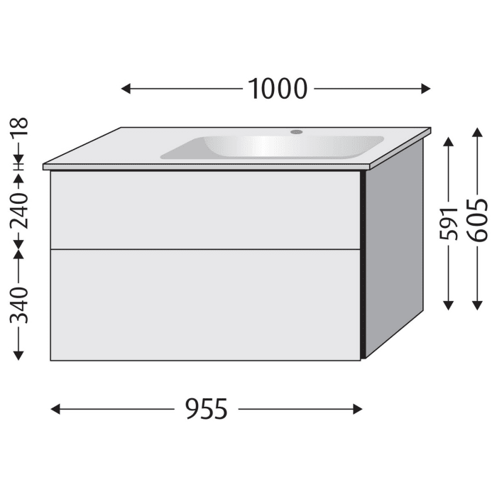 Sanipa 3way Unterschrank 100 cm mit Villeroy & Boch Venticello Waschtisch
