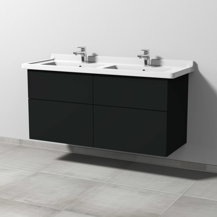 Sanipa 3way Waschtischunterbau für Keramik-Doppelwaschtisch Starck 3 130 cm, 4 Auszüge mit Push to open