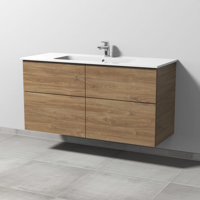 Sanipa 3way Waschtischunterbau für Keramik-Doppelwaschtisch ME by Starck 130 cm, 4 Auszüge mit Push to open