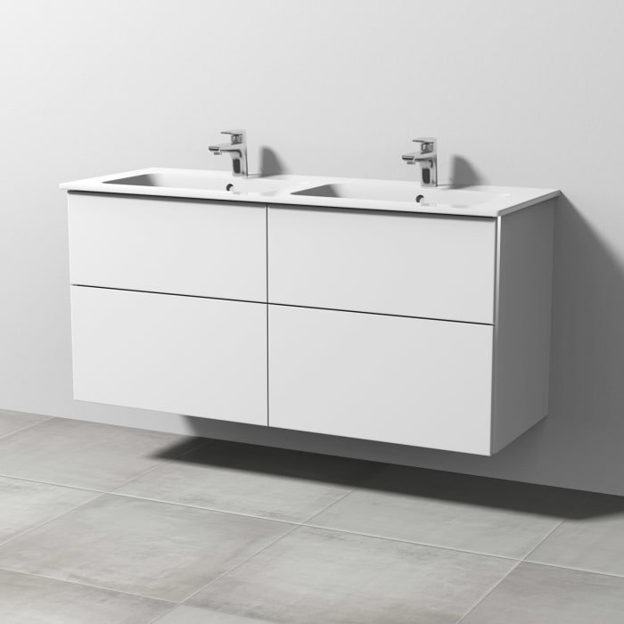 Sanipa 3way Waschtischunterbau für Keramik-Doppelwaschtisch ME by Starck 130 cm, 4 Auszüge mit Aufsatzgriff