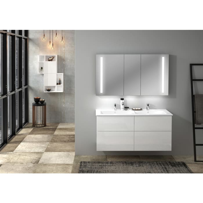 Sanipa 3way Waschtischunterbau für Keramik-Doppelwaschtisch ME by Starck 130 cm, 4 Auszüge mit Aufsatzgriff