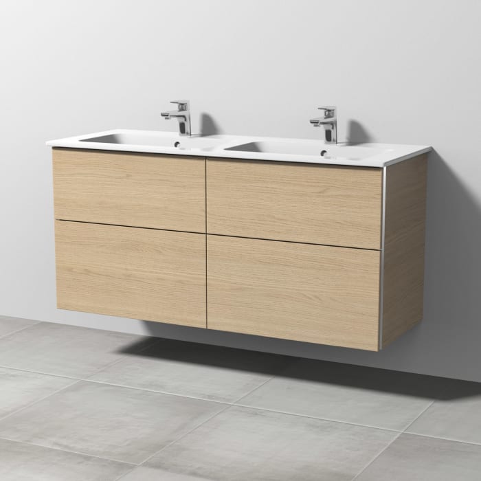 Sanipa 3way Waschtischunterbau für Keramik-Doppelwaschtisch ME by Starck 130 cm, 4 Auszüge mit Aufsatzgriff
