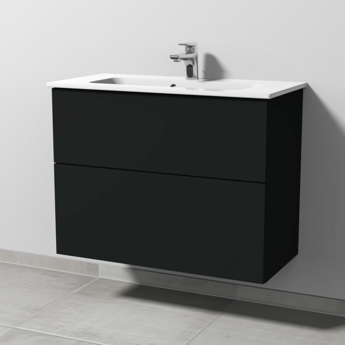 Sanipa 3way Waschtischunterbau für Keramik-Waschtisch ME by Starck 83 cm, 2 Auszüge mit Push to open, geringere Tiefe