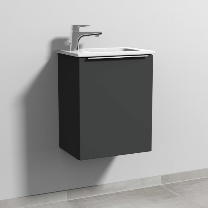 Sanipa 3way Waschtischunterbau für Keramik-Waschtisch ME by Starck 43 cm, 1 Tür, Anschlag rechts, mit Aufsatzgriff