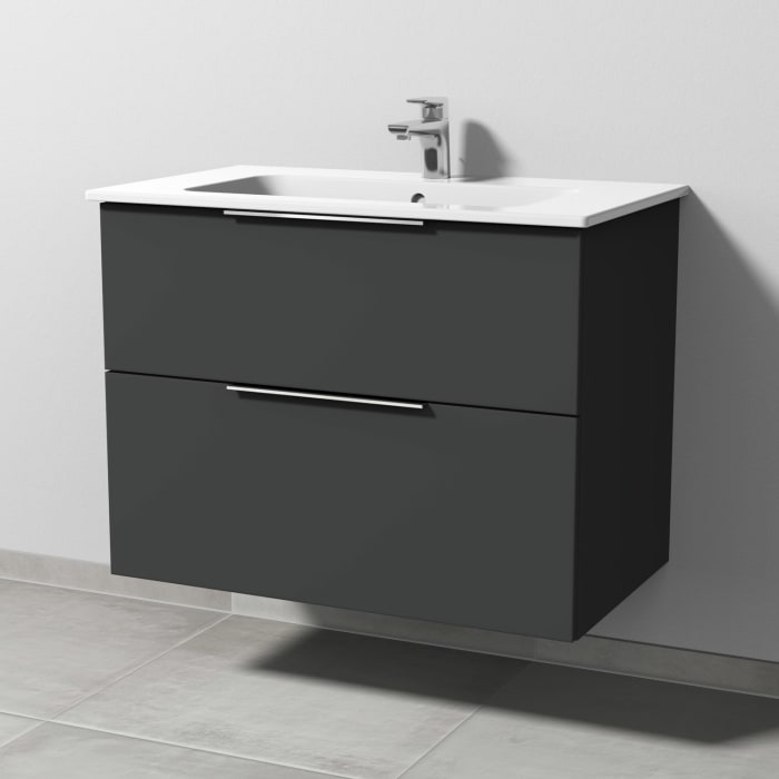 Sanipa 3way Waschtischunterbau für Keramik-Waschtisch ME by Starck 83 cm, 2 Auszüge mit Aufsatzgriff