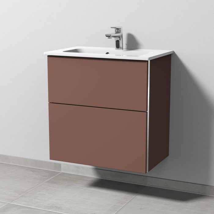 Sanipa 3way Waschtischunterbau für Keramik-Waschtisch ME by Starck 63 cm, 2 Auszüge mit Griffleisten, geringere Tiefe