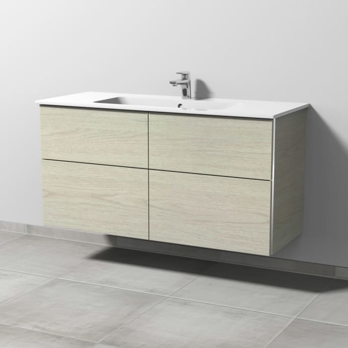 Sanipa 3way Waschtischunterbau für Keramik-Waschtisch ME by Starck 123 cm, 4 Auszüge mit Griffleisten