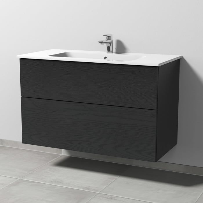 Sanipa 3way Waschtischunterbau für Keramik-Waschtisch ME by Starck 103 cm, 2 Auszüge mit Push to open