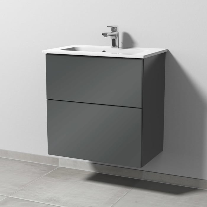 Sanipa 3way Waschtischunterbau für Keramik-Waschtisch ME by Starck 63 cm, 2 Auszüge mit Push to open, geringere Tiefe