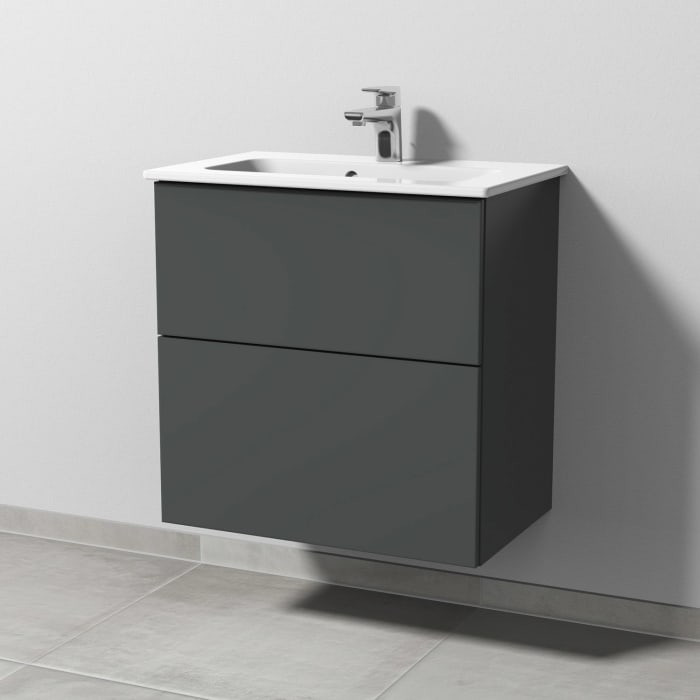 Sanipa 3way Waschtischunterbau für Keramik-Waschtisch ME by Starck 63 cm, 2 Auszüge mit Push to open, geringere Tiefe