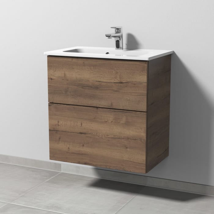 Sanipa 3way Waschtischunterbau für Keramik-Waschtisch ME by Starck 63 cm, 2 Auszüge mit Push to open, geringere Tiefe