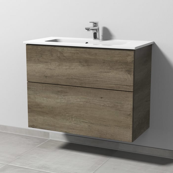 Sanipa 3way Waschtischunterbau für Keramik-Waschtisch ME by Starck 83 cm, 2 Auszüge mit Push to open, geringere Tiefe