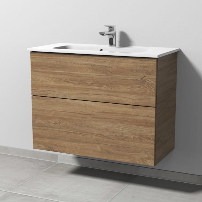 Sanipa 3way Waschtischunterbau für Keramik-Waschtisch ME by Starck 83 cm, 2 Auszüge mit Push to open, geringere Tiefe