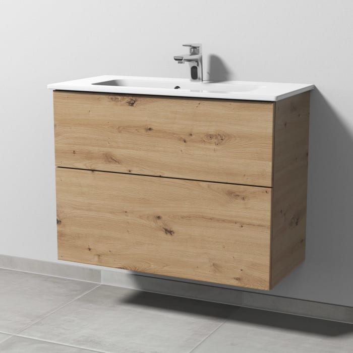 Sanipa 3way Waschtischunterbau für Keramik-Waschtisch ME by Starck 83 cm, 2 Auszüge mit Push to open, geringere Tiefe