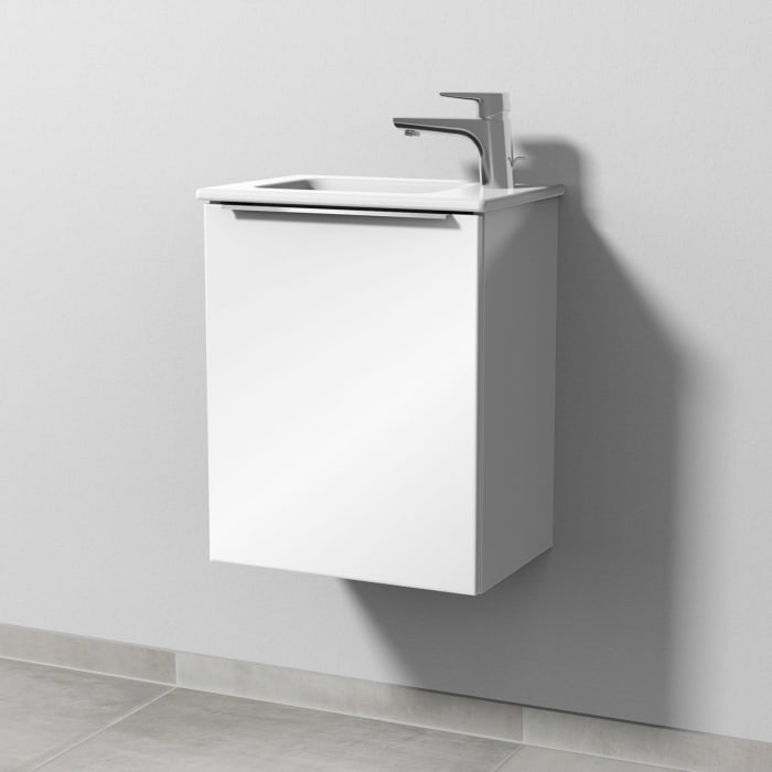 Sanipa 3way Waschtischunterbau für Keramik-Waschtisch ME by Starck 43 cm, 1 Tür, Anschlag links, mit Aufsatzgriff