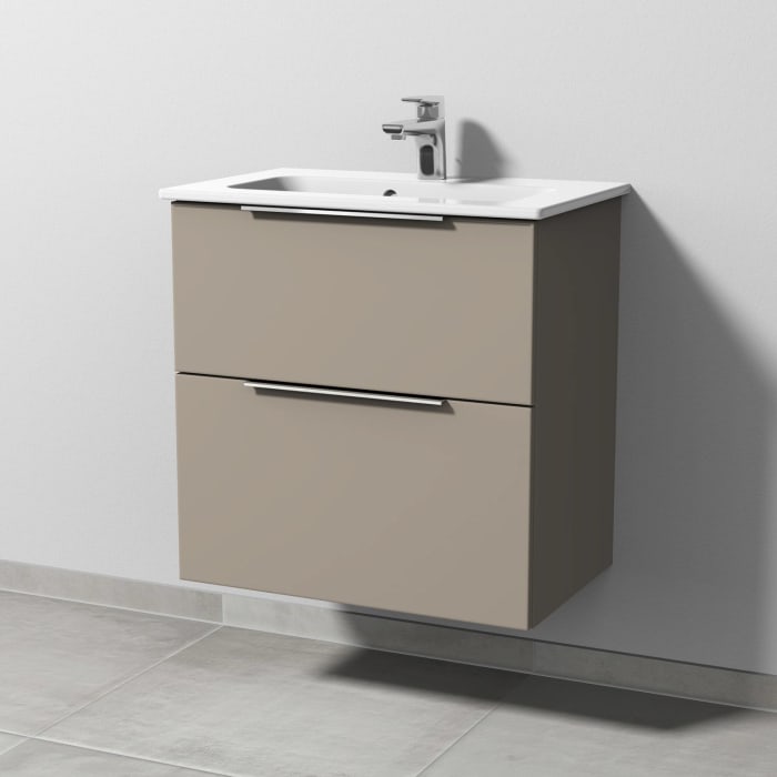 Sanipa 3way Waschtischunterbau für Keramik-Waschtisch ME by Starck 63 cm, 2 Auszüge mit Aufsatzgriff, geringere Tiefe