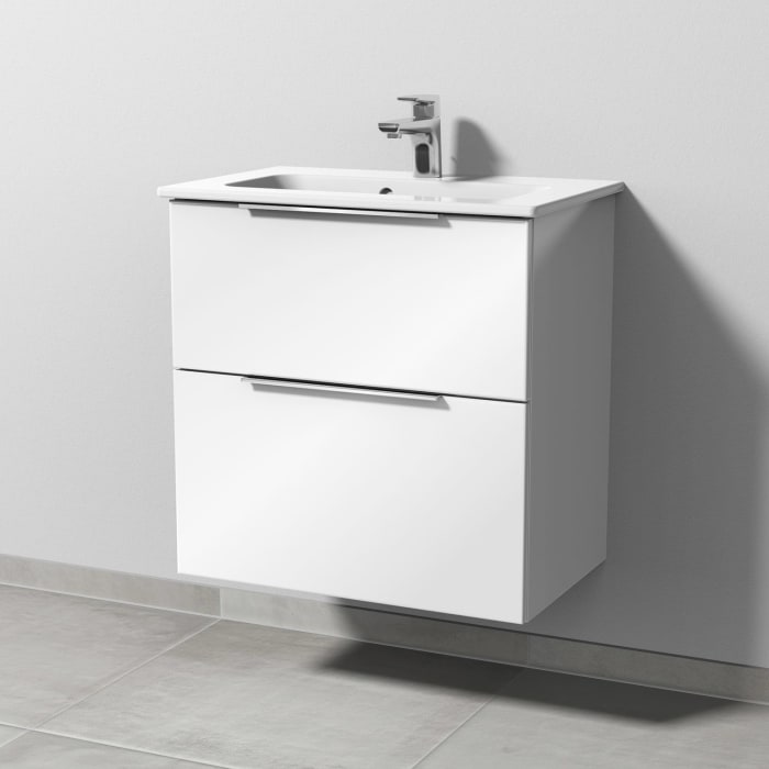 Sanipa 3way Waschtischunterbau für Keramik-Waschtisch ME by Starck 63 cm, 2 Auszüge mit Aufsatzgriff, geringere Tiefe