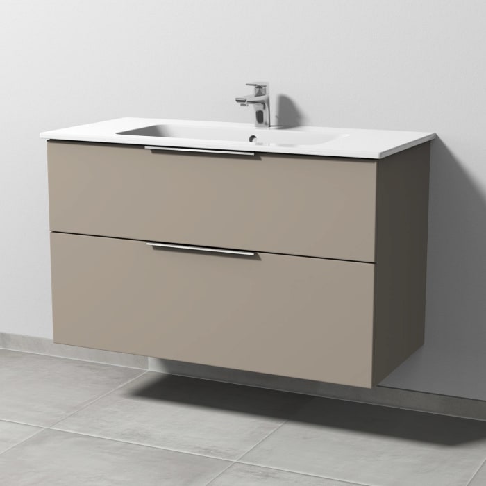 Sanipa 3way Waschtischunterbau für Keramik-Waschtisch ME by Starck 103 cm, 2 Auszüge mit Aufsatzgriff