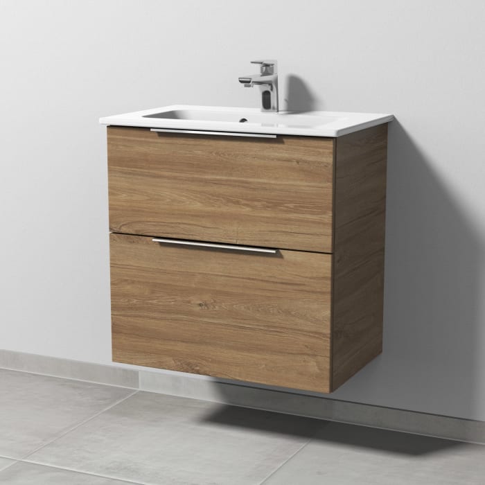 Sanipa 3way Waschtischunterbau für Keramik-Waschtisch ME by Starck 63 cm, 2 Auszüge mit Aufsatzgriff, geringere Tiefe